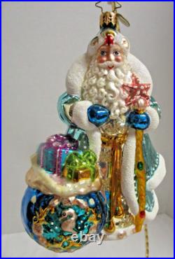 Christopher Radko Poseidon's Neptune Sea Santa Seahorse Ocean Christmas Ornament