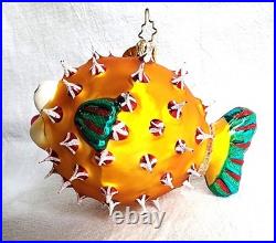 Christopher Radko Puff A Kiss Puffer Fish Glass Christmas Ornament 4 Long