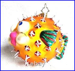 Christopher Radko Puff A Kiss Puffer Fish Glass Christmas Ornament 4 Long