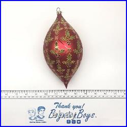 Christopher Radko REGAL HOLLY Ornament Red Holly Leaves Large Tear Drop 01-LAT-0
