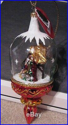 Christopher Radko ROOM FOR THREE Globe Nativity Christmas Mary Jesus #1018919