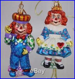 Christopher Radko Raggedy Jack Jill Ornament Set 00-336-0 5.5 Tall 2000 Dolls