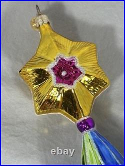 Christopher Radko Rare Ball Drop Star Ornament 11 with Tag Crack Noted READ Christopher Radko Rare Ball Drop Star Ornament 11 with Tag Crack Noted READ