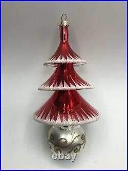 Christopher Radko Rare Elegant Evergreens Red Tree Reflector Drop Ornament