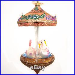 Christopher Radko Rare Large Painted Christmas Ornament Carousel Of Dreams Swans