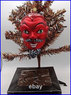 Christopher Radko Rare Red Devil Head With Horns And Goatee Ornament
