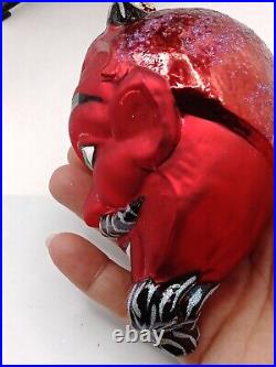 Christopher Radko Rare Red Devil Head With Horns And Goatee Ornament