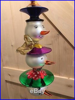 Christopher Radko Rare Triple scoop snowmen ornament retired 2001