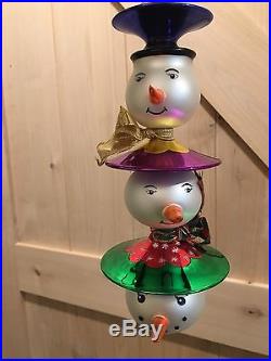 Christopher Radko Rare Triple scoop snowmen ornament retired 2001