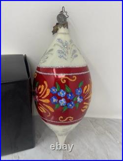Christopher Radko Red Deco Floral Drop Ornament