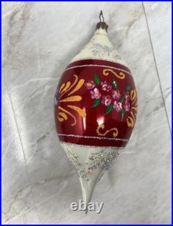 Christopher Radko Red Deco Floral Drop Ornament