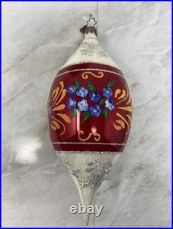 Christopher Radko Red Deco Floral Drop Ornament