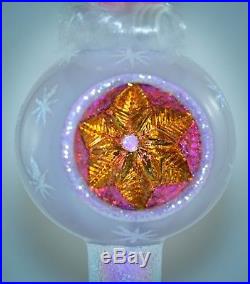Christopher Radko Reflector Finial Christmas Ornament PINK ANGEL REALM OF GLORY