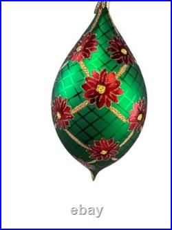 Christopher Radko Regal Poinsettia Teardrop Ornament 3010259 2002 Rare HTF