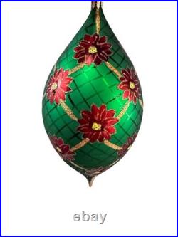 Christopher Radko Regal Poinsettia Teardrop Ornament 3010259 2002 Rare HTF
