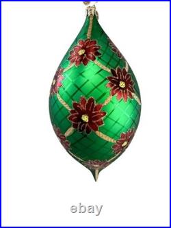 Christopher Radko Regal Poinsettia Teardrop Ornament 3010259 2002 Rare HTF