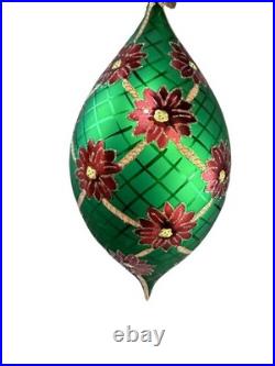 Christopher Radko Regal Poinsettia Teardrop Ornament 3010259 2002 Rare HTF