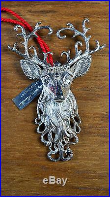 Christopher Radko Regal Reindeer Sterling Silver Christmas Ornament Pin