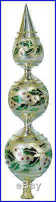 Christopher Radko Retired Vintage HOLLY RIBBONS FINIAL Ornament with Tag 1991