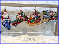 Christopher Radko Roaming Santa Ornaments, Lot of 4