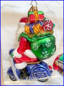 Christopher Radko Roaming Santa Ornaments, Lot of 4