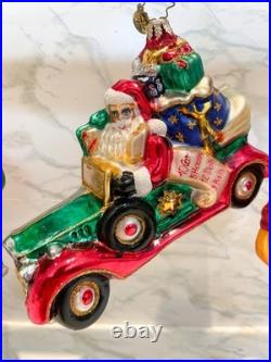 Christopher Radko Roaming Santa Ornaments, Lot of 4