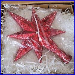 Christopher Radko Ruby Stellar Star Glass Christmas Tree Topper #1018609 NIB