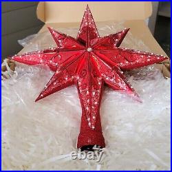 Christopher Radko Ruby Stellar Star Glass Christmas Tree Topper #1018609 NIB