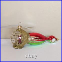 Christopher Radko SANTA COPTER Helicopter Blown Glass Ornament Red Green 1995