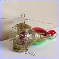 Christopher Radko SANTA COPTER Helicopter Blown Glass Ornament Red Green 1995
