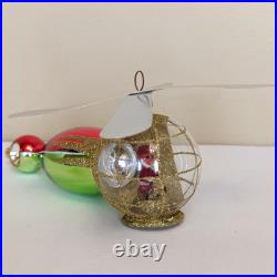 Christopher Radko SANTA COPTER Helicopter Blown Glass Ornament Red Green 1995