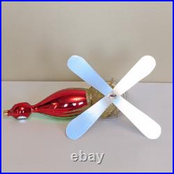 Christopher Radko SANTA COPTER Helicopter Blown Glass Ornament Red Green 1995