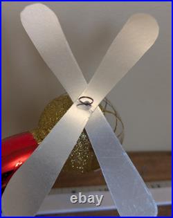 Christopher Radko SANTA COPTER Helicopter Blown Glass Ornament Red Green 1995