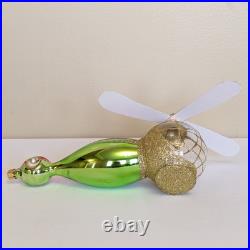 Christopher Radko SANTA COPTER Helicopter Blown Glass Ornament Red Green 1995