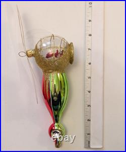 Christopher Radko SANTA COPTER Helicopter Blown Glass Ornament Red Green 1995