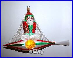 Christopher Radko SANTA IN SPACE Vintage Glass Christmas Ornament Reflector/Wire