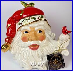 Christopher Radko Santa Claus Ho Holly Filled Cookie Jar New With Box Cardinal