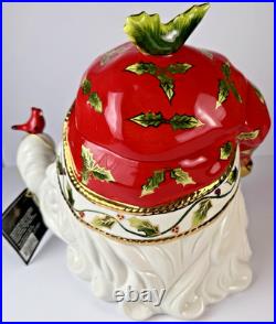 Christopher Radko Santa Claus Ho Holly Filled Cookie Jar New With Box Cardinal