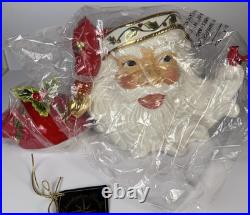 Christopher Radko Santa Claus Ho Holly Filled Cookie Jar New With Box Cardinal