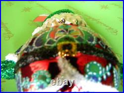 Christopher Radko Santa Green Hat Glass Ornament