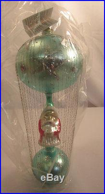 Christopher Radko Santa Hot Air Balloon Wire Wrapped Christmas Ornament Unopened