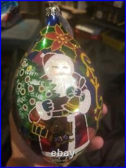 Christopher Radko Santa In Stained Glass Style Ornment