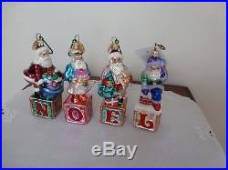 Christopher Radko Santa NOEL 4 Piece Ornament Set Limited Edition Excellent