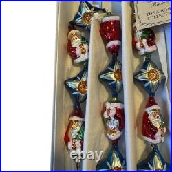 Christopher Radko Santa Star Reflector GLASS Garland 36 Vintage with Original Box