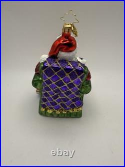 Christopher Radko Santa's Best Friends Glass Ornament 6 Santa withDog&Cat+Box