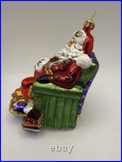 Christopher Radko Santa's Best Friends Glass Ornament 6 Santa withDog&Cat+Box