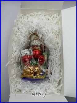 Christopher Radko Santa's Best Friends Glass Ornament 6 Santa withDog&Cat+Box