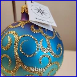 Christopher Radko Scheherazade #96-272-0 Large Ball Ornament Purple Blue Aqua