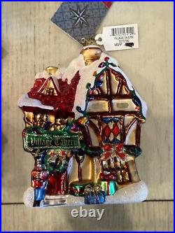 Christopher Radko Set 12 Glass Christmas Ornaments Town Village Set