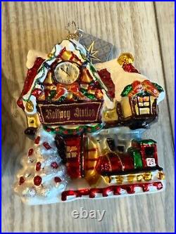 Christopher Radko Set 12 Glass Christmas Ornaments Town Village Set